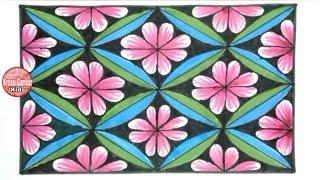 Menggambar Ragam Hias Geometris || Batik Flora Mudah Sekali