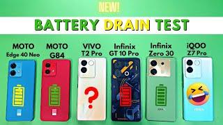 MOTO Edge 40 Neo vs Moto G84 vs GT 10 Pro vs VIVO T2 Pro vs Infinix Zero 30 - Battery Drain Test.