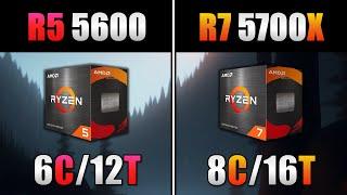 Ryzen 5 5600 Vs. Ryzen 7 5700X | Benchmark | 10 Games Testados | 1080p