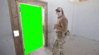 breaching a door (green screen)