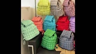 Quilted Puffy Down Backpack #backpacktravel  #fashion #motivation #luggage #quiltedbag  #drawstring