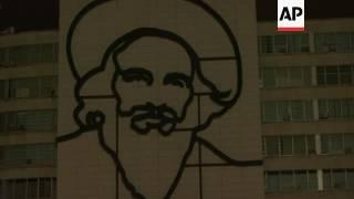 Cubans in Revolution Plaza after death of Castro