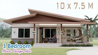 10 x 7.5 METERS | SIMPLE SMALL HOUSE DESIGN WITH 3 BEDROOM