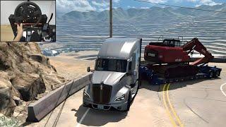 Kenworth T680 | Excavator transport | American Truck Simulator | Thrustmaster T300RS | Gameplay