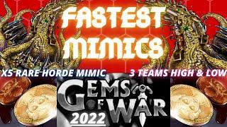 Gems of War How to get RARE X5 Horde Mimics 2022 | 2 Fastest Teams w/ low level options | 6.2 Update