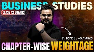 15 TOPICS - 60 MARKS  Business Studies | CHAPTER-WISE weightage and Important Topics | Class 12