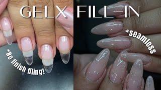 BEST, QUICKEST, & EASIEST GELX FILL-IN | No finish filing & seemless application | GelX Tutorial