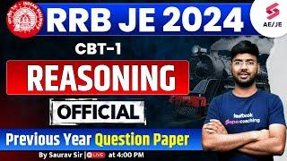 RRB JE 2024 Reasoning Class | RRB JE Previous Year Question Paper Reasoning By Saurav Sir