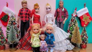 Christmas 2024 ! Elsa & Anna toddlers - tree decorating - gifts - Barbie dolls