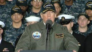 Trump Visits Aircraft Carrier To Push Military Agenda- Full Speech