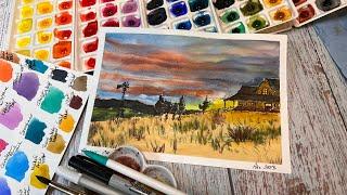 Sunset Ink and Wash Watercolor | Da Vinci Watercolors