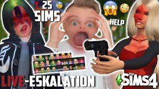 LIVE: 25 Sims in einem Haushalt ALLEINE spielen lassen...  (Eskalation)