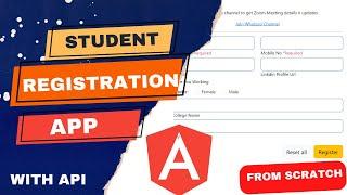 Student Registration App Angular | Database | API | Angular Project