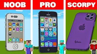 Minecraft NOOB vs PRO vs SCORPY: IPHONE HOUSE BUILD CHALLENGE in Minecraft Animation