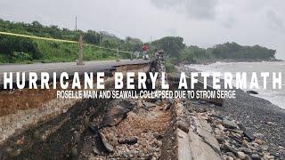 MASSIVE BREAKAWAY ON ROSELLE MAIN ROAD CAUSED BY STORM SERGE  ||HURRICANE BERYL AFTERMATH