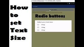 How to set text size with radio buttons in Android Studio