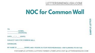 NOC For Common Wall - Sample Letter for Issuance of No Objection Certificate