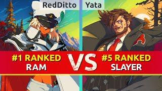 GGST ▰ RedDitto (#1 Ranked Ramlethal) vs Yata (#5 Ranked Slayer). High Level Gameplay