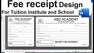 How To Make school fee receipt || RECEIPT FOR PAYMENT
