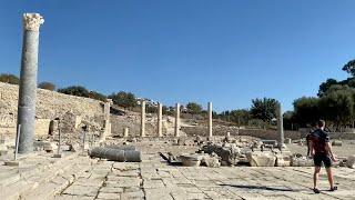 Limassol walk tour. Amathus ruins. Starting from seaside wooden bridge, finish on the hill. 4K