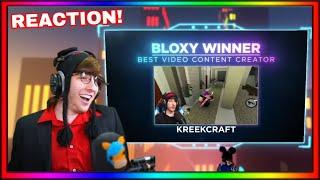KreekCraft's REACTION To WINNING a ROBLOX BLOXY AWARD 2021! (Best Video Content Creator)
