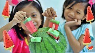 Rame-Rame Makan Es Krim Semangka - Tips Agar Anak Mau Makan Buah || Es Krim Aice Rasa Buah