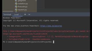 File cannot be loaded because running scripts is disabled on this system | PyCharm+Intellij