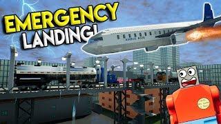 LEGO AIRPLANE MAKES EMERGENCY CRASH LANDING! - Brick Rigs Gameplay Challenge - Crash Challenge