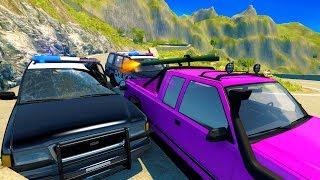 POLICE CHASE VS HIGH POWERED GUN TRUCKS! - BeamNG Drive Crash Test Compilation Gameplay