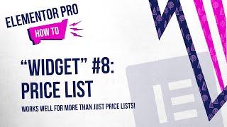 Elementor Pro Widgets #8: Price List