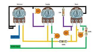 bass treble and volume controller circuit / bass treble circuit / volume controller circuit