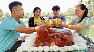 Vlog 506| Trưa mát mấy cô cháu ăn HEO QUAY SƯỜN CỌNG ngon quá-Gia đình ở Hàn Quốc ai chăm sóc