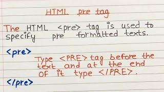 L5: pre tag in html | What is preformatted text in html?