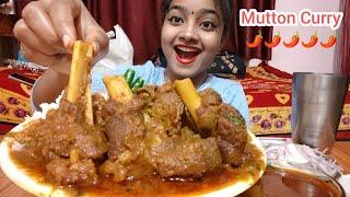 Spicy  Mutton Curry With Rice Eating 