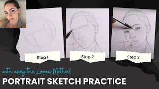 Portrait sketch practice/How to Draw a Realistic girl/with using Loomis Method