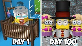 MINION Survived 100 DAYS in MINECRAFT! MINION EVOLUTION - POOR to RICH - Gameplay