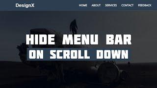 Navigation Menu Bar using HTML CSS & Javascript | Hide Navbar on Scroll