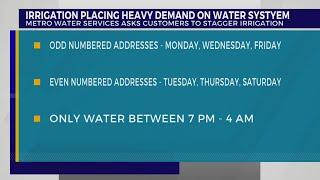 Metro Water Services asks customers to stagger irrigation due to ‘heavy demand’ on water system