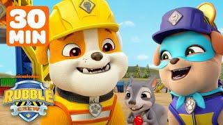 Rubble's Action Rescues in Builder Cove! w/ Mix & Motor | 30 Minutes | Rubble & Crew