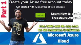 Create free Azure Account with all resources & Services Part 1 | free 200$ with 12 Months