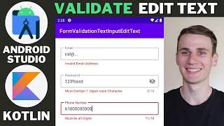 Validate Edit Text Android Studio Kotlin Tutorial - Use TextInputEditText in TextInputLayout