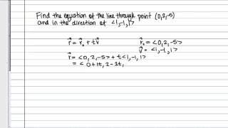 Equation of a Line in Space, Examples