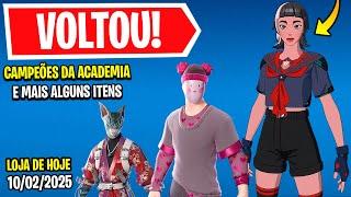  CAMPEÕES DA ACADEMIA E NOVOS ITENS Nova Loja de Hoje Fortnite [10 de Fevereiro 2025] Loja de Itens