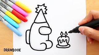 How to draw AMONG US Happy Birthday