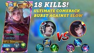 18 KILLS! Cecilion’s Ultimate Comeback Against Annoying Zhuxin, Cecilion Gameplay, Best Build #ml