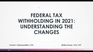 Federal Tax Withholding in 2021
