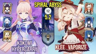 C0 Kokomi Hypercarry + C1 Klee Vaporize | Spiral Abyss 5.2 | Genshin Impact