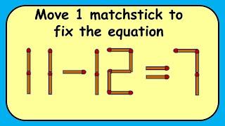 11-12=7 turn this wrong equation into correct | Match stick puzzle #372 | Puzzles with Answer