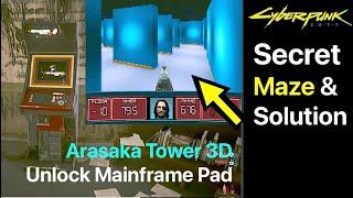 Cyberpunk 2077: Secret Maze & Solution in Arasaka Tower 3D Arcade Game (Unlock Mainframe Number Pad)