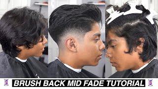 How To Fade Long Hair | Freshest Mid Fade Slick Back Tutorial